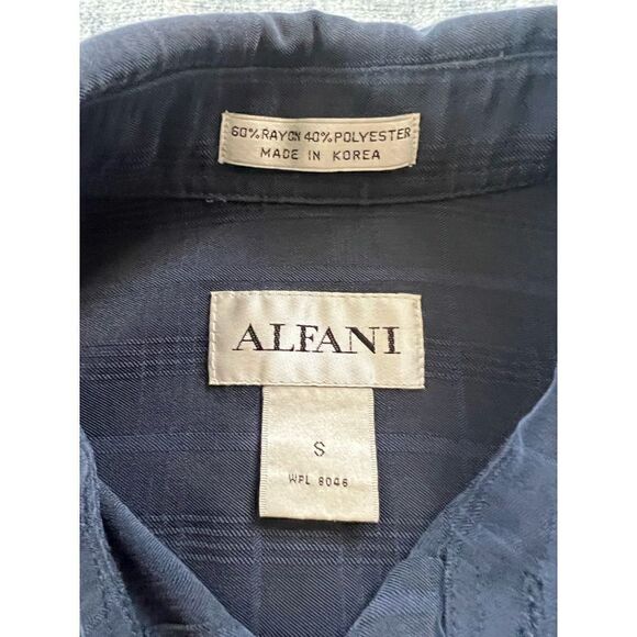 Alfani Blue Jacquard Plaid Long Sleeve Button Down Shirt Small - Picture 3 of 5